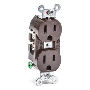 15 Amp Brown Hubbell 2 Pole 3 Wire Straight Blade Receptacle