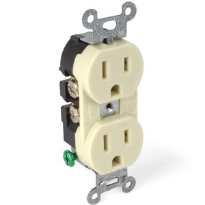 20 Amp Ivory Hubbell 2 Pole 3 Wire Straight Blade Receptacle