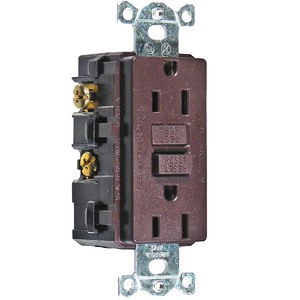15 Amp Brown Hubbell 2 Pole 3 Wire Straight Blade GFCI Receptacle