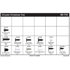 Chrysler Christmas Tree Push-In Fastener Assortment