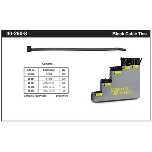 Black Nylon Cable Tie Dispenser Rack Assortment