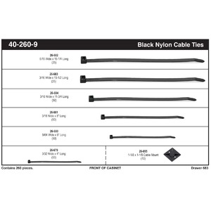 Black Nylon Cable Tie Drawer Assortment