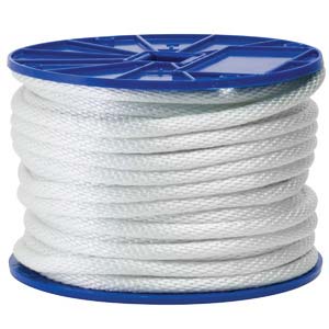 1/8" White Solid Braided Nylon Rope