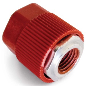 3/8"-24 RC134A Straight High Side Adapter with M8 x 1 Red Cap