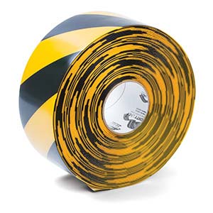 4" x 100' Heavy Duty PVC Black & Yellow Floor Tape