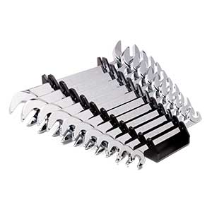 11 Piece (3/8" - 1") Fractional Angled Head Open End Wrench Set