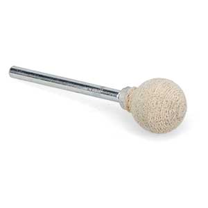 A25 1" x 1/4" 54 Grit Ball Style Mounted Point Cotton Fiber Abrasive