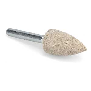 A11 7/8" x 1/4" 24 Grit Pointed Style Mounted Point Cotton Fiber Abrasive
