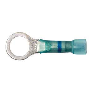 16 - 14 AWG Blue Polyolefin Insulated Ultra-Link Crimp & Solder (5/16" - 3/8") Ring Terminal