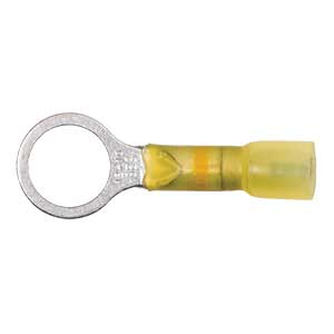 12 - 10 AWG Yellow Polyolefin Insulated Ultra-Link Crimp & Solder (7/16" - 1/2") Ring Terminal