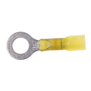 12 - 10 AWG Yellow Polyolefin Insulated Ultra-Link Crimp & Solder (5/16" - 3/8") Wide Ring Terminal