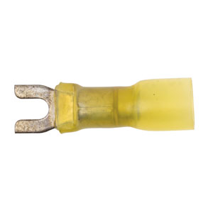 12 - 10 AWG Yellow Polyolefin Ultra-Link Crimp & Solder (#4 - #6) Spade Terminal