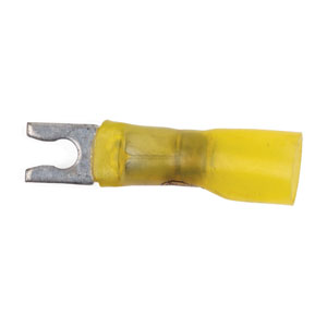 12 - 10 AWG Yellow Polyolefin Insulated Ultra-Link Crimp & Solder (#4 - #6) Spring Spade Terminal