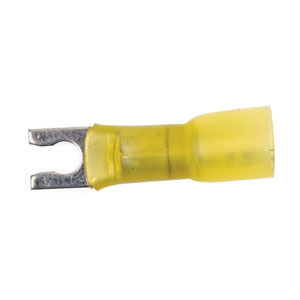 12 - 10 AWG Yellow Polyolefin Insulated Ultra-Link Crimp & Solder (#6 - #8) Spring Spade Terminal