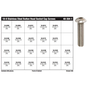 18-8 Stainless Steel (USS) Button Head Socket Head Cap Screw Assortment (#4 - 1/4")