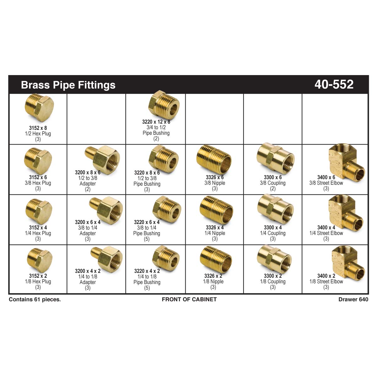 Brass Pipe Fittings Assortment 1 8 1 2 Kimball Midwest