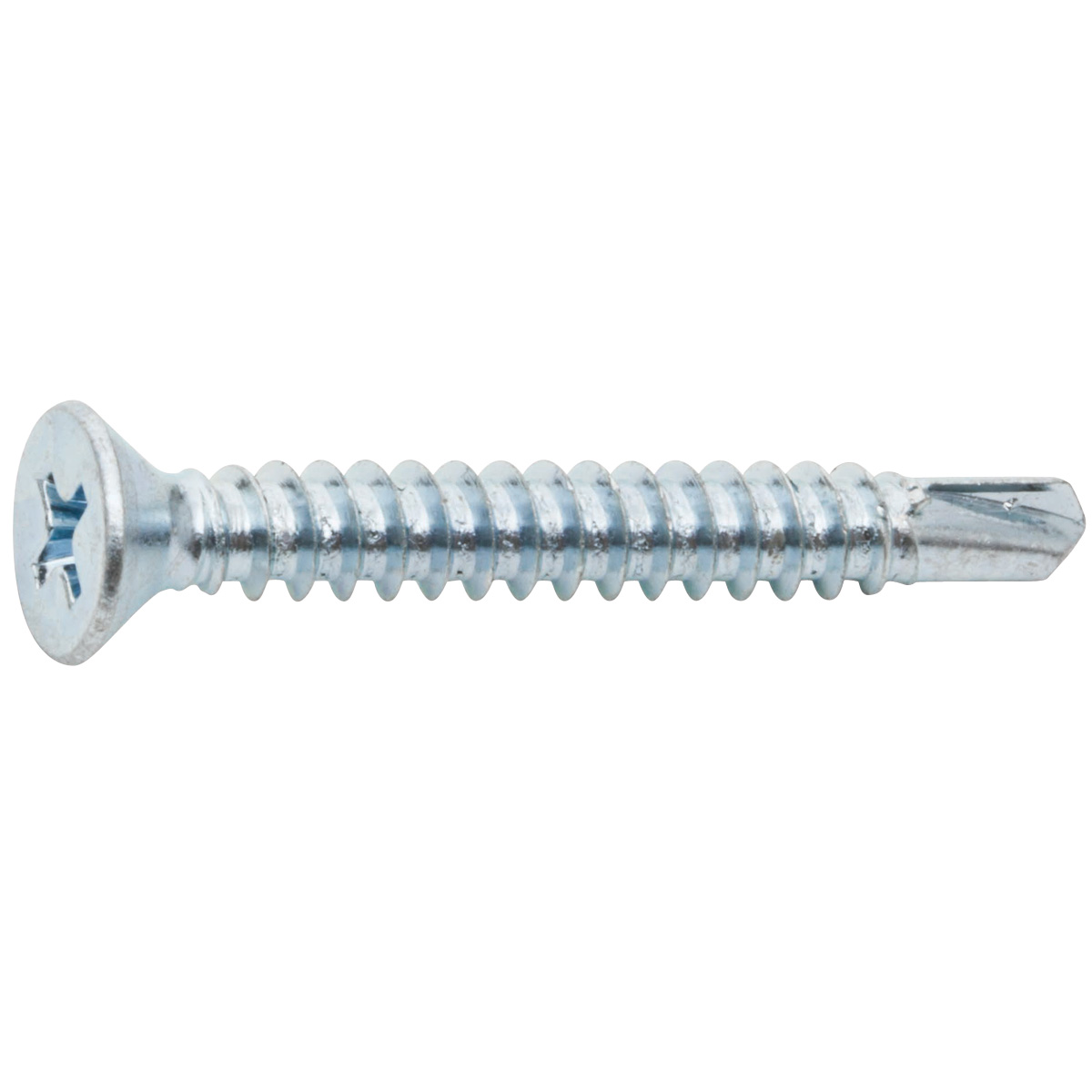 Steel Self-Drilling Screw 4 Length Phillips Drive #3 Drill Point #10-16 Thread Size 82 Degree Flat Head Pack of 10 Zinc Plated Finish