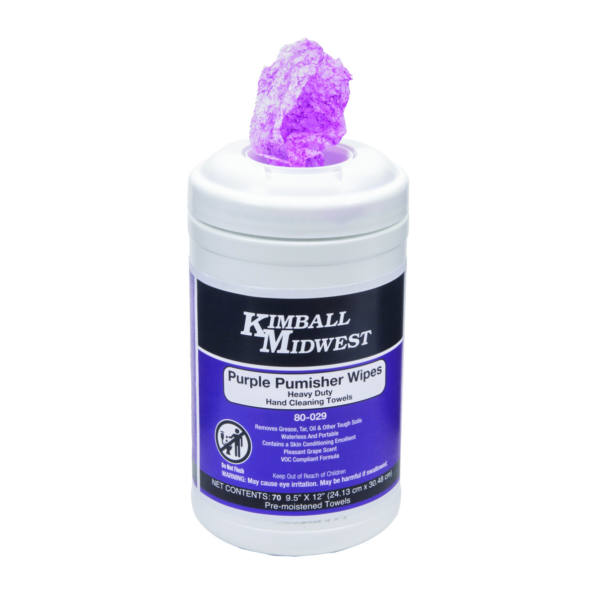 Purple Pumisher Hand Cleaning Wipes with Caddy Bundle Kimball Midwest