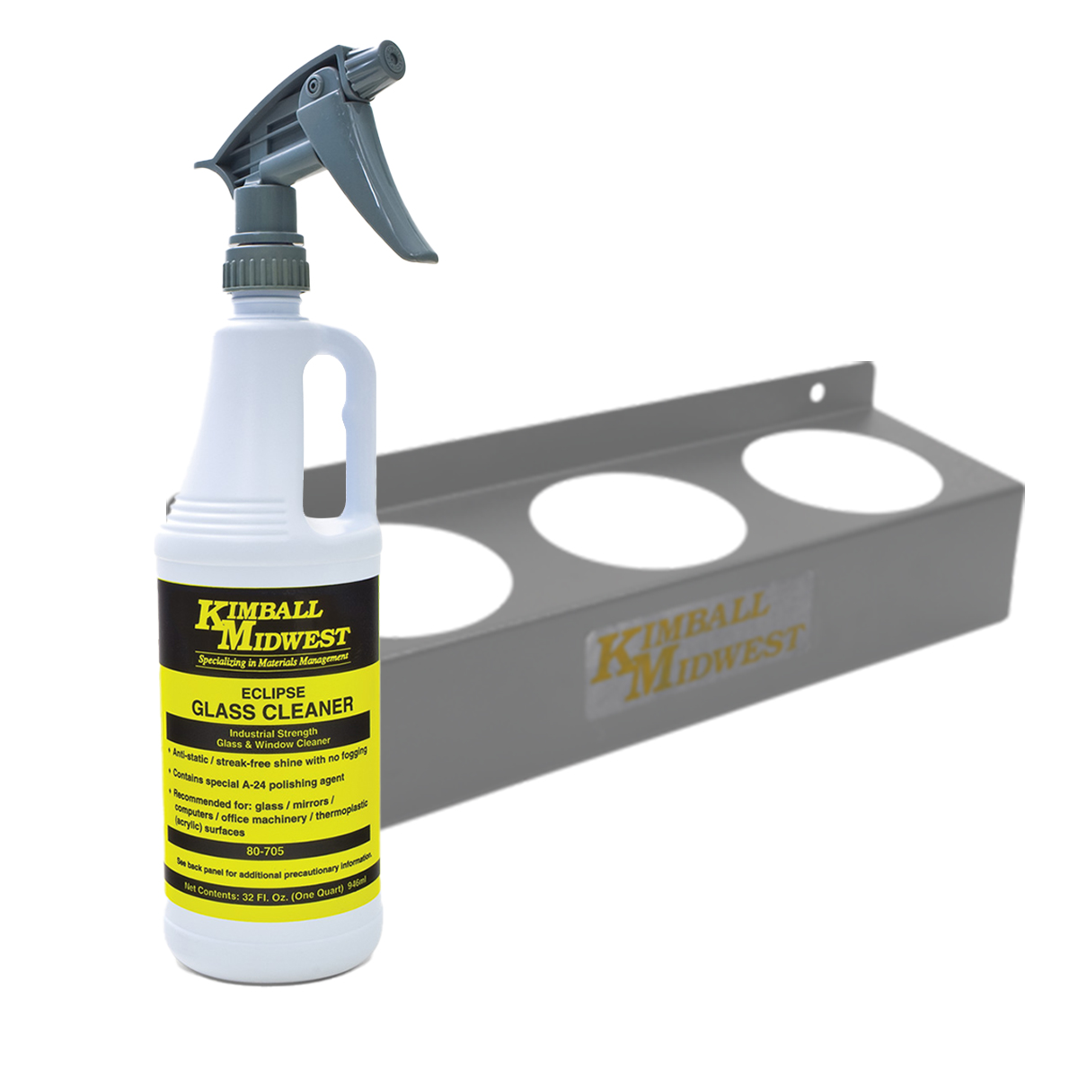 Eclipse Glass Cleaner and Quart Bottle Rack Bundle Kimball Midwest