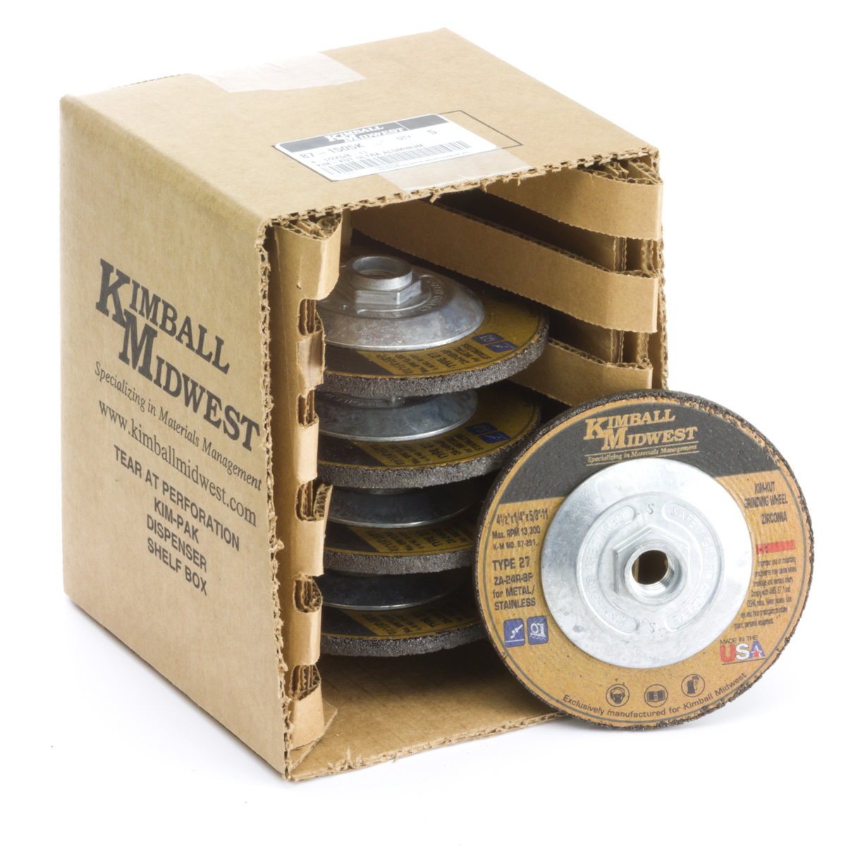 41/2 x 1/4 x 5/811 KimKut™ Zirconia Grinding Wheel Kimball Midwest
