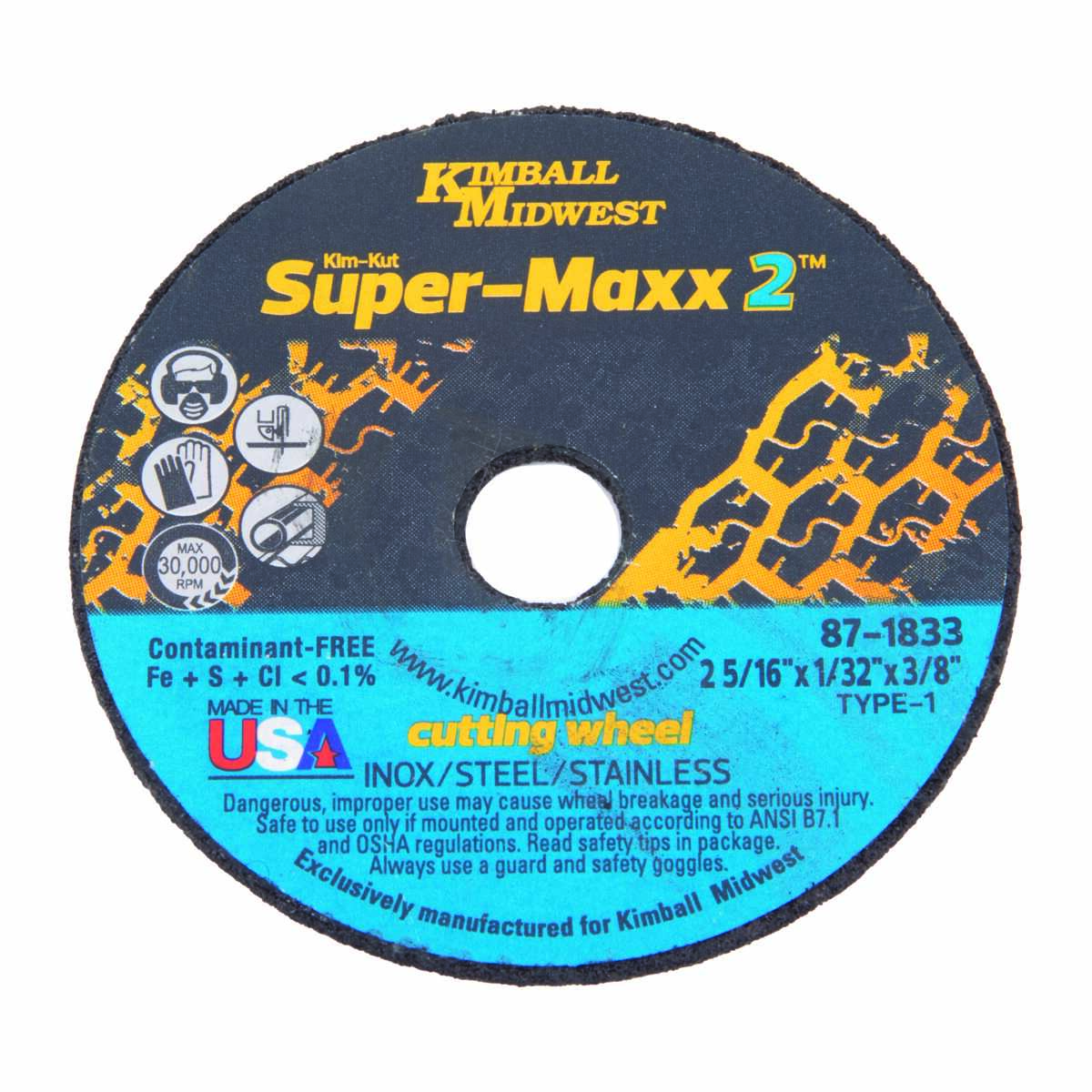 25/16" x 1/32" x 3/8" Type 1 KimKut™ SuperMaxx™ 2 Cut Off Wheel