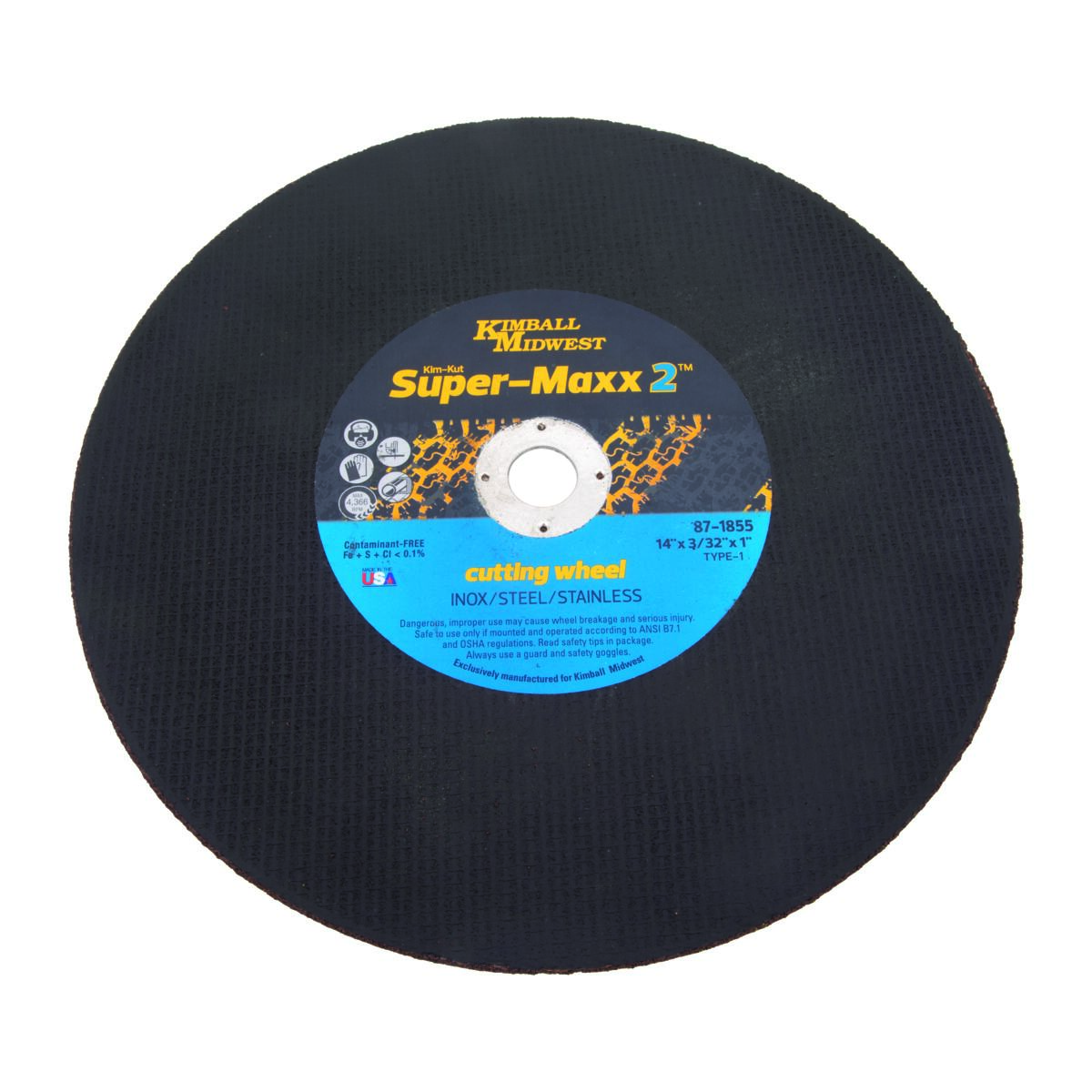 14" x 3/32" x 1" Type 1 KimKut™ SuperMaxx™ 2 Cut Off Wheel Kimball