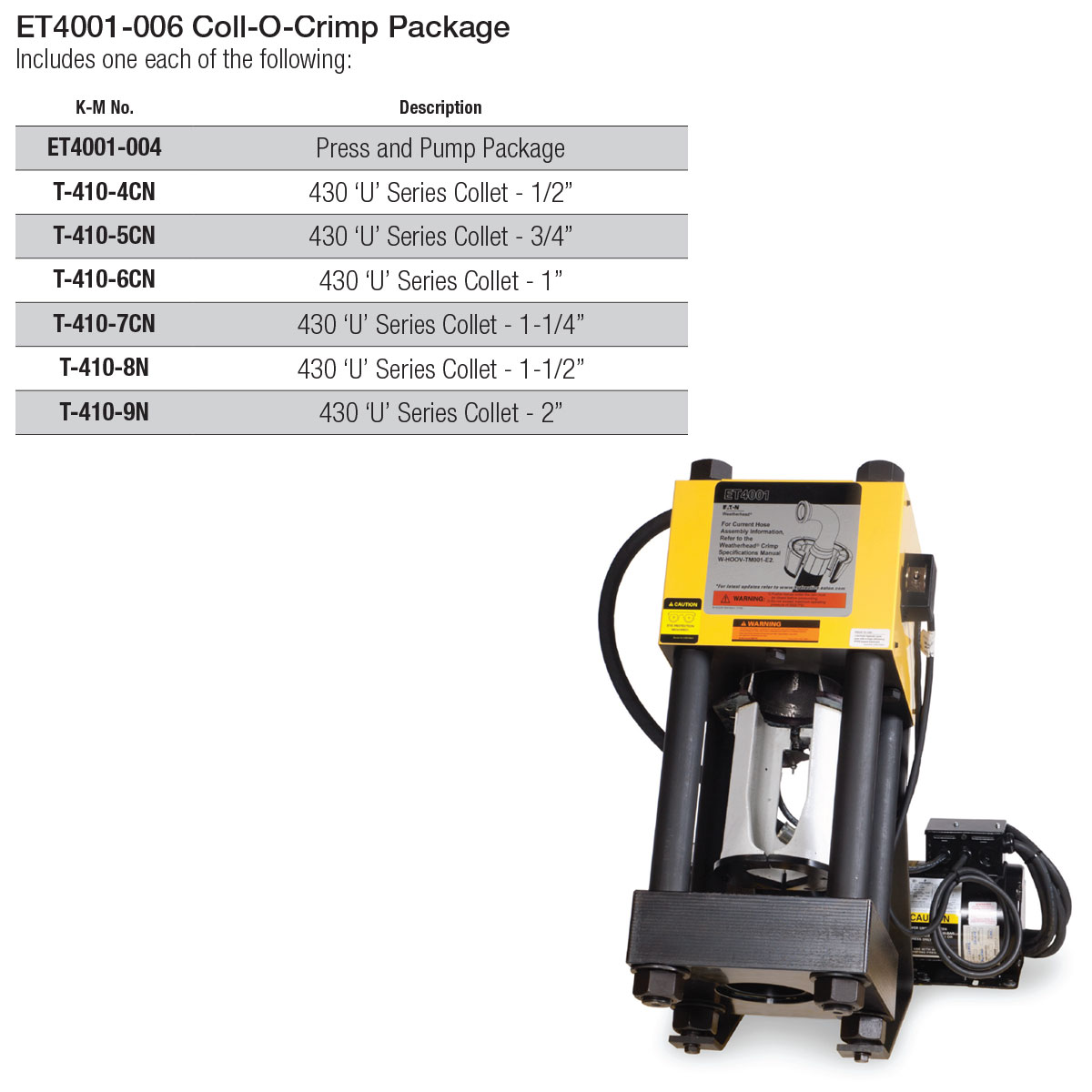 ET-4001 Coll-O-Crimp Stationary Crimper & Tooling Package