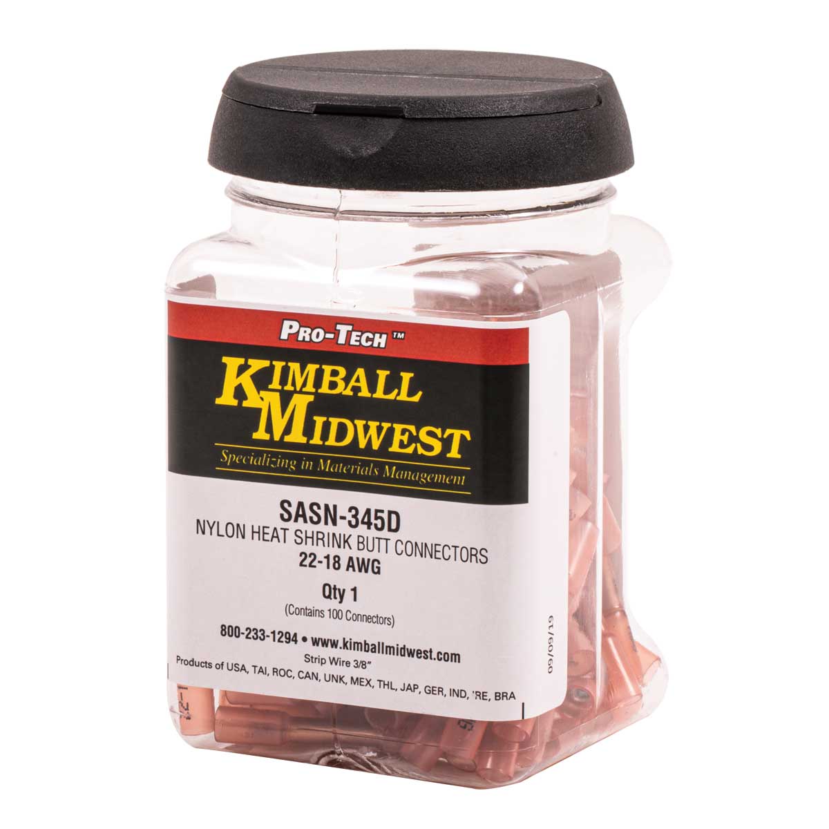 22 18 AWG ProTech™ Heat Shrink Butt Connector 100 Pack Kimball
