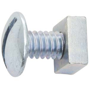 1/4"-20 x 1/2" Slotted Round Head License Plate Bolt With Square Nut