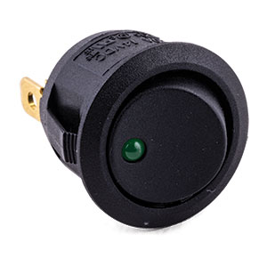 2 Position SPST Round Rocker Switch with Green LED