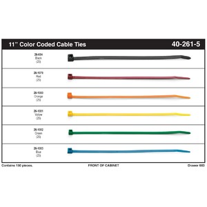 11" Color Coded Cable Tie Assortment