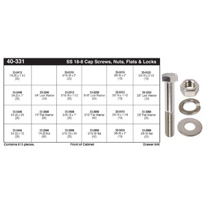 18-8 Stainless Steel Hex Head Cap Screw Assortment (1/4" - 3/8")