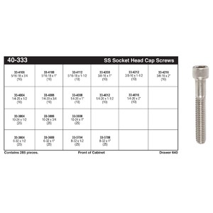 18-8 Stainless Steel (USS) Socket Head Cap Screw Drawer Assortment (#6 - 3/8")