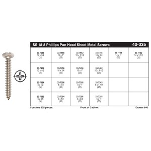 18-8 Stainless Steel (USS) Phillips Pan Head Sheet Metal Screw Assortment (#6 - #14)