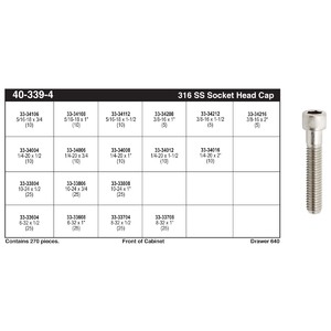 316 Stainless Steel (USS) Socket Head Cap Screw Drawer Assortment (#6 - 3/8")