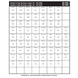 Refill Kit for Large Grade 5 (USS) Hex Head Cap Screw 80 Hole Bin Assortment (1/4" - 3/4")