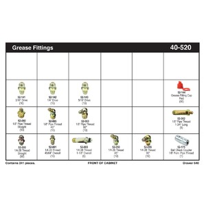 Fractional 24 Compartment Drawer Grease Fitting Assortment