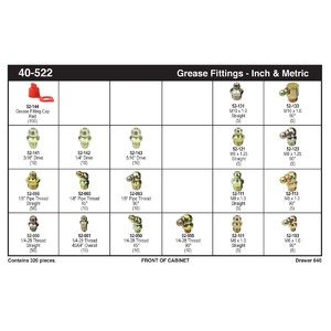 Fractional & Metric 24 Compartment Drawer Grease Fitting Assortment