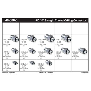 Steel 37° JIC Straight Thread O-Ring Connector Assortment (1/4" - 3/4")