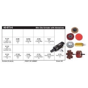 1/4" Mini Pneumatic Straight Die Grinder Assortment