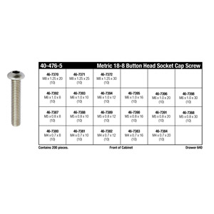 Metric 18-8 Stainless Steel Button Head Socket Cap Screw Drawer Assortment (M4 - M8)