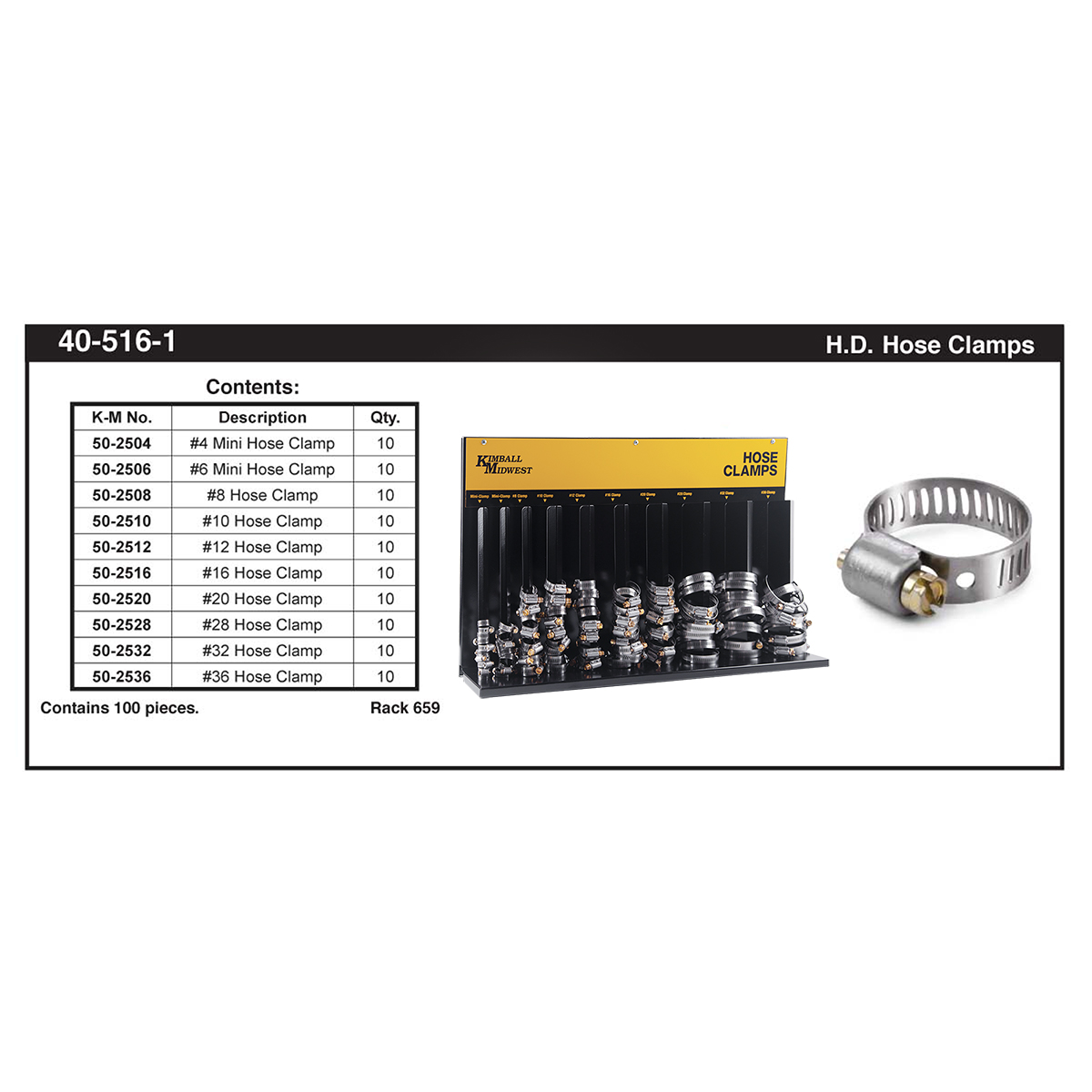 Heavy-Duty Standard Hose Clamp Assortment (#4 - #36)