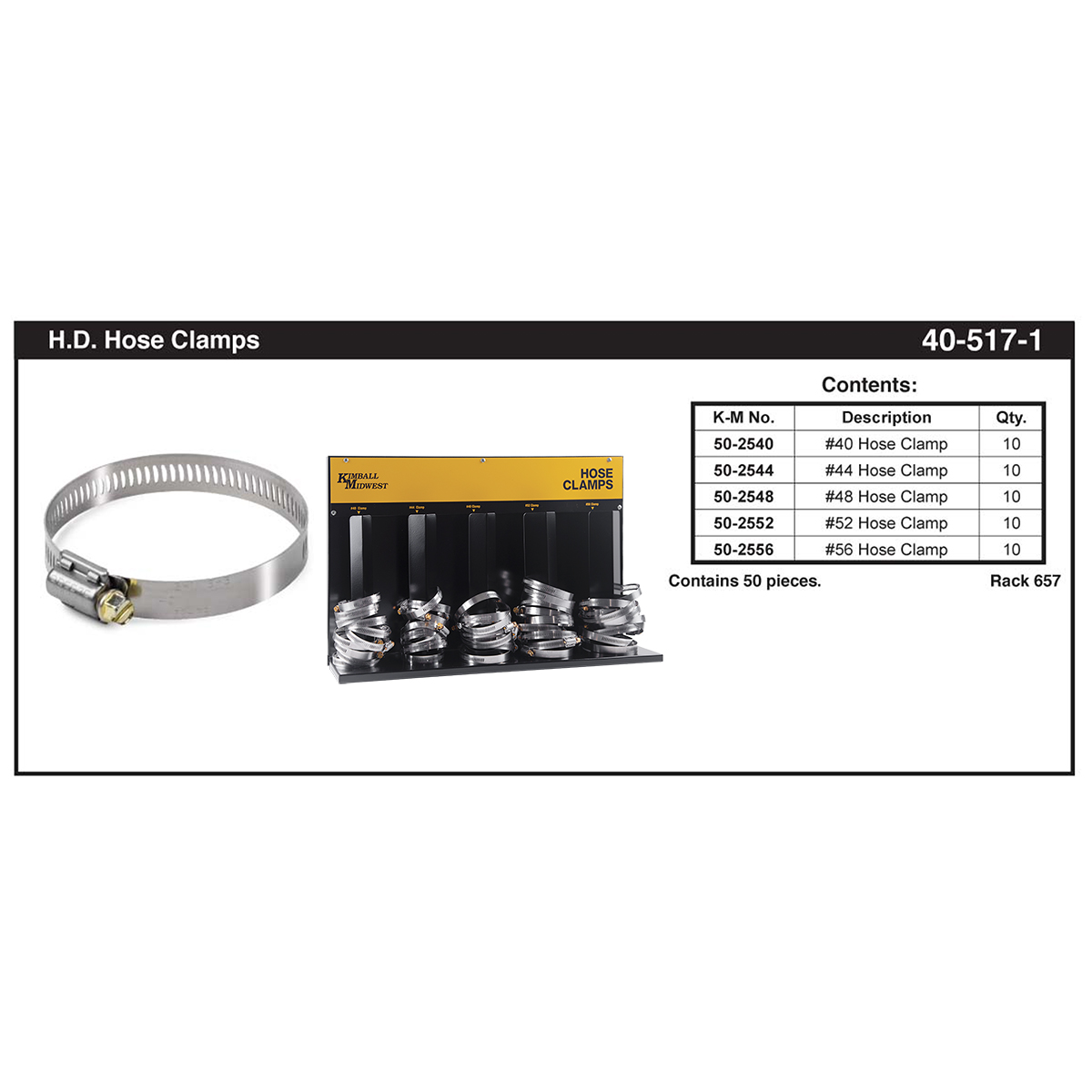 Heavy-Duty Standard Hose Clamp Assortment (#40 - #56)