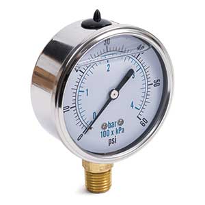 0 - 60 P.S.I. Liquid Filled Pressure Gauge