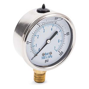 0-100 P.S.I. Liquid Filled Pressure Gauge