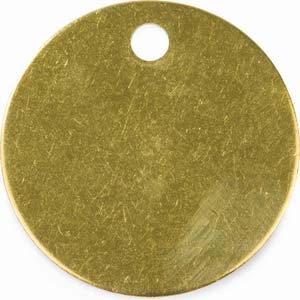 1-1/2" Round Brass Key Tag