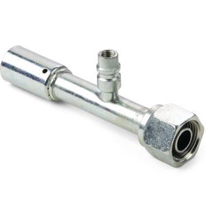 5/16" x 3/8" Bumped Tube O-Ring Female Swivel with R134a High Side Charge Port - 757 E Series