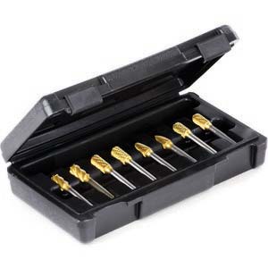 8 Piece 1/4" TiN Coated Tungsten Carbide Bur Master Set