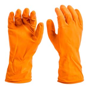 Orange Latex Flock Lined Gloves - Medium - 6 Pairs