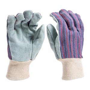 Knit-Wrist Leather Palm Gloves - Large